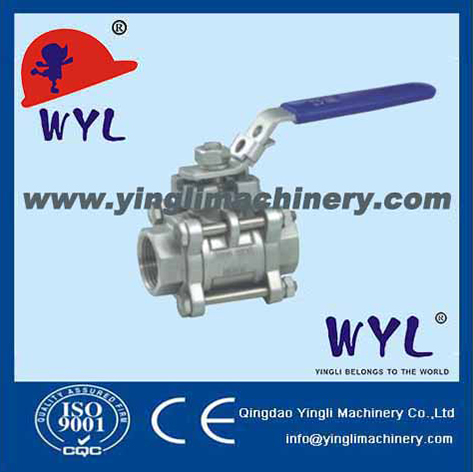 3pc high mounting pad screwed ball valve